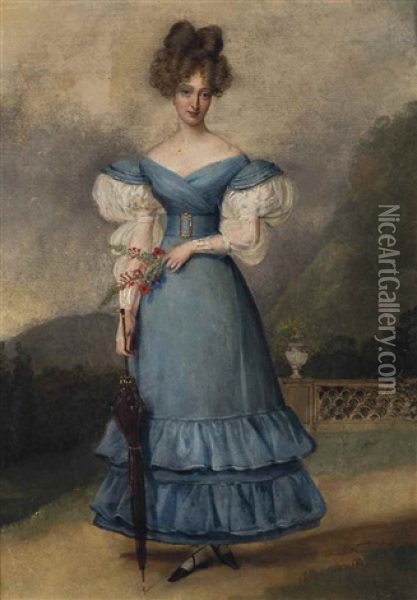 Portrait De Marie-caroline De Bourbon-sicile (1798-1870), Duchesse De Berry Oil Painting - Alexandre Jean Dubois-Drahonet