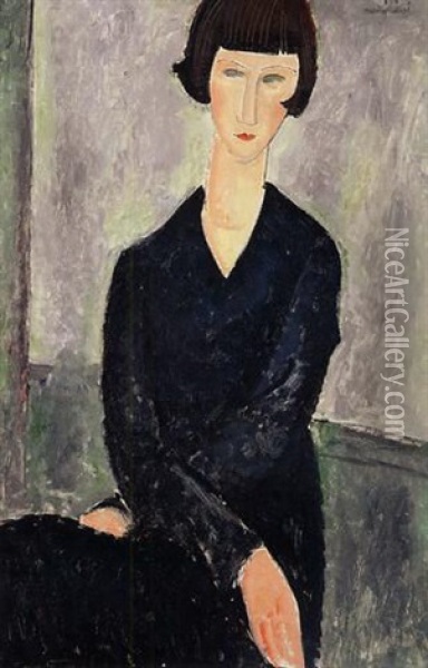 La Robe Noire Oil Painting - Amedeo Modigliani