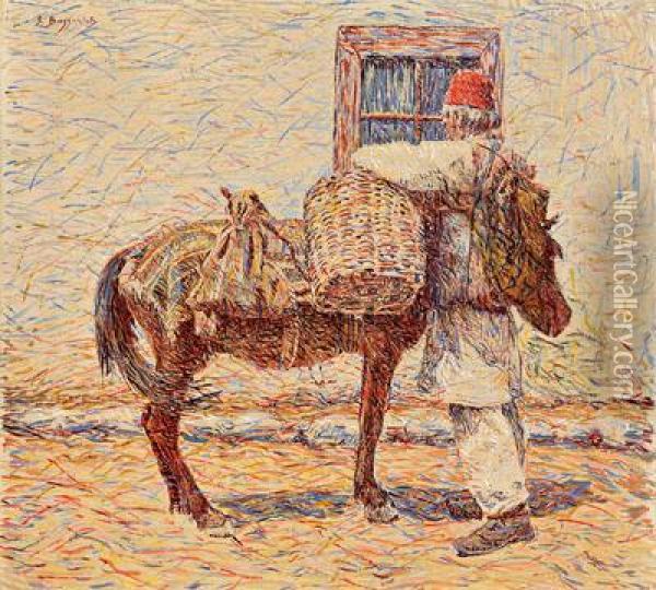 Ein Mann Mit Einem Esel Oil Painting - Spiro Bocarie