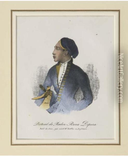 Portrait De Raden Rana Dipura Natif Du Java, Qui Suivit Mr. Raffles En Angleterre Oil Painting - Hilaire Antoine Kreins