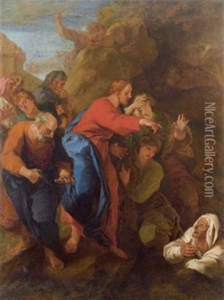 La Resurrection De Lazare Oil Painting - Charles de La Fosse