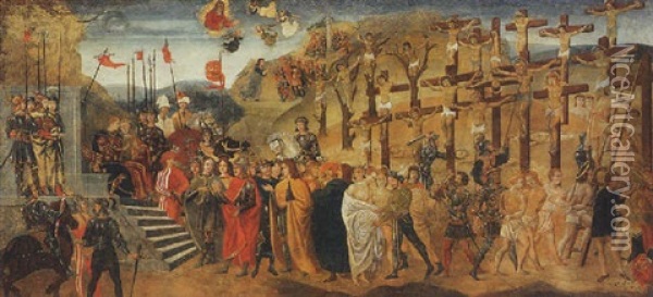 The Martyrdom Of Saint Achatius And The Ten Thousand Martyrs Oil Painting - Davide Bigordi Ghirlandajo