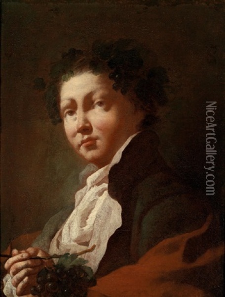 Bildnis Eines Jungen Mannes Als Bacchus Oil Painting - Giovanni Battista Piazzetta