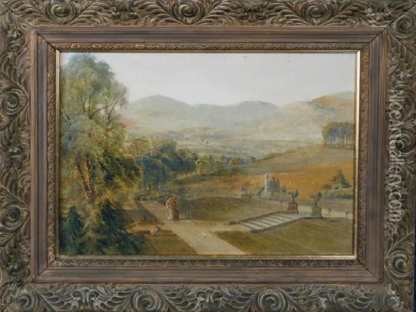 'parklands, North Wales' Oil Painting - Bernard Walter Evans