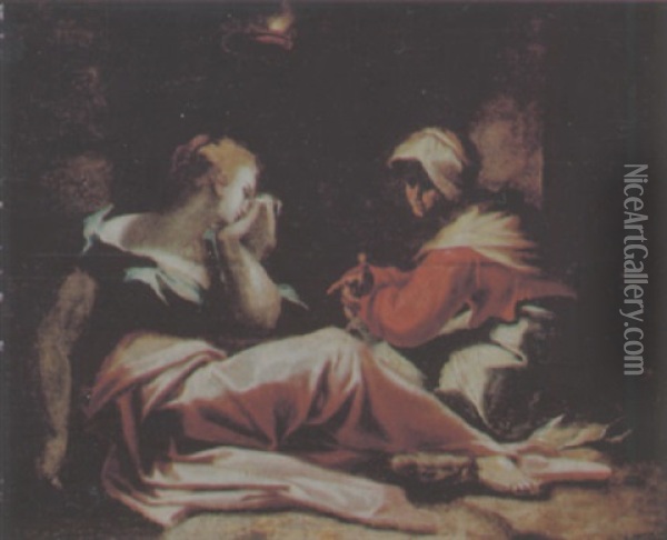 Zwei Frauen In Einem Kerker Oil Painting - Sisto Badalocchio