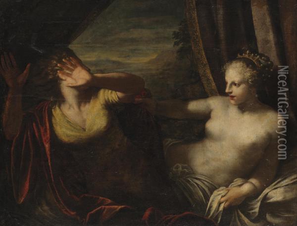 Joseph And Potiphar's Wife Oil Painting - Pietro Liberi