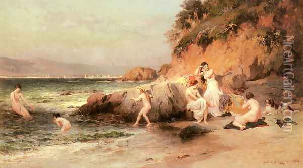 The Bathing Beauties Oil Painting - Frederick Arthur Bridgman