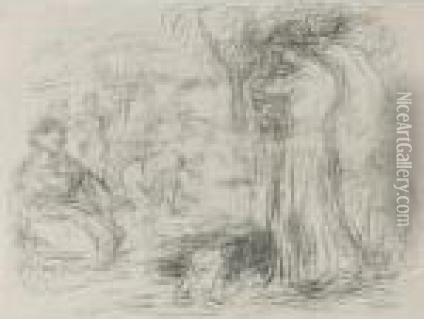 Les Laveuses, Repensee Oil Painting - Pierre Auguste Renoir