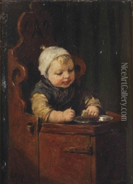 Toddler In A Child Seat Oil Painting - David Adolf Constant Artz