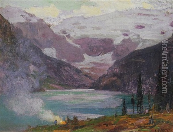 Camp By Lake Louise Oil Painting - Edward Henry Potthast