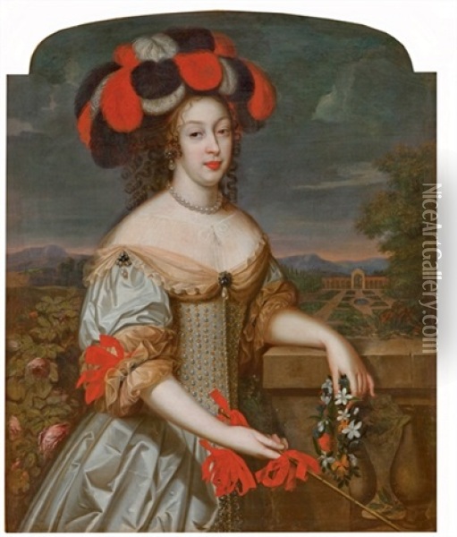 Portrait D'anne-marie-louise D'orleans, Dite La Grande Mademoiselle Oil Painting - Louis Ferdinand Elle the Elder