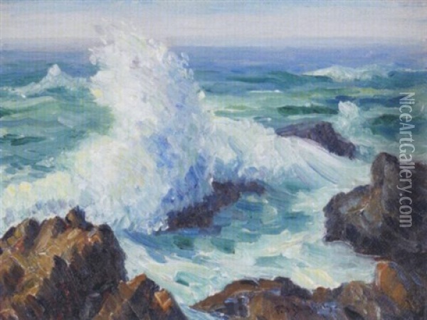 Laguna Rocks (crashing Waves) Oil Painting - Paul Dougherty