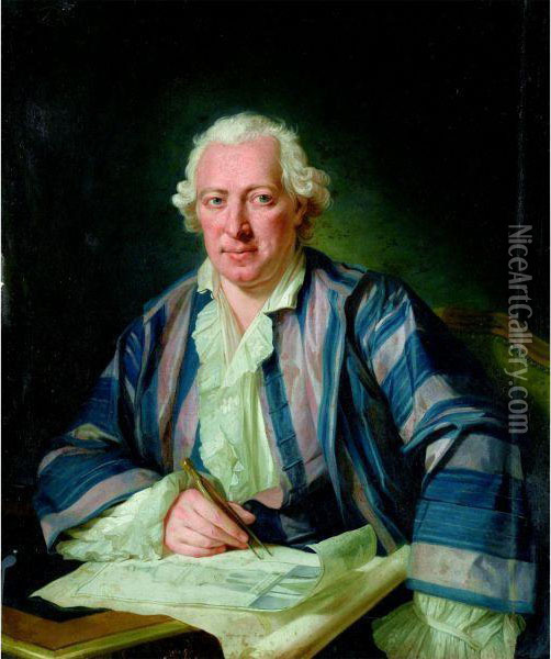 Portrait D'un Architecte Oil Painting - Per I Krafft