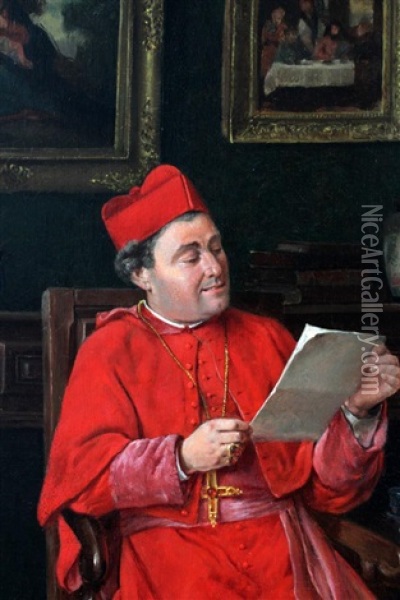Seated Cardinal Oil Painting - Jose Frappa