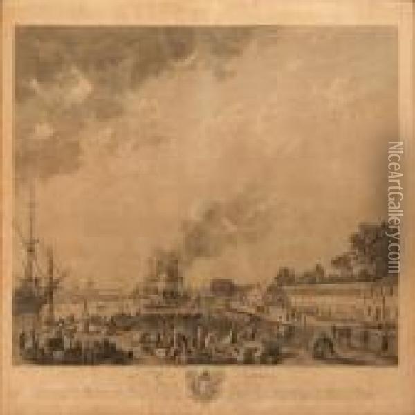 Le Port De Rochfort, Vu Du Magasin Des Colonier Oil Painting - Claude-joseph Vernet