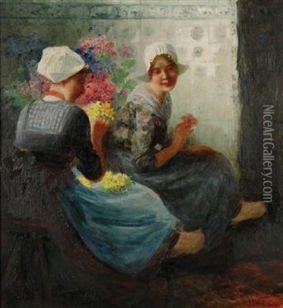 Blumenfrauen Oil Painting - Carl Duxa