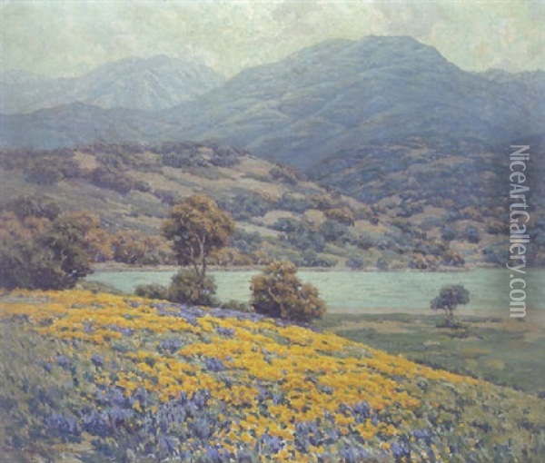 California Wild Flowers Oil Painting - Granville S. Redmond