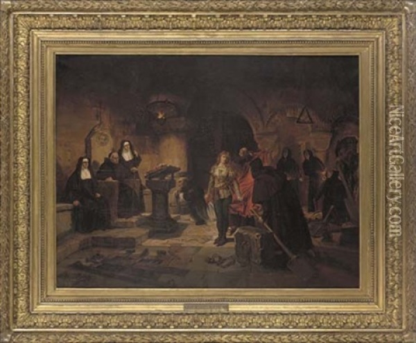 The Cloister Courtroom, A Scene From Marmion Oil Painting - Tobias Edward Rosenthal