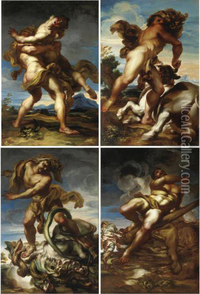 Ercole E Anteo Oil Painting - Gregorio de Ferrari
