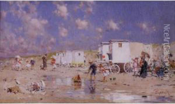 Beach At Scheveningen, Holland Oil Painting - Frederick Hendrik Kaemmerer