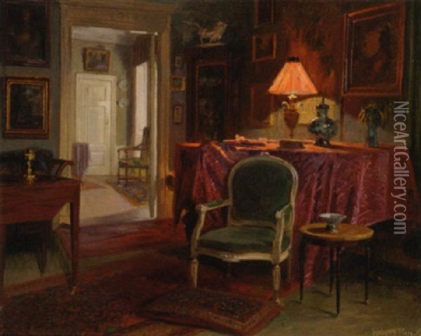 A Danish Interior Leading To A Sunlit Hall Oil Painting - Robert Panitzsch