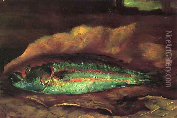 Study Of The Parrot Fish Oil Painting - John La Farge