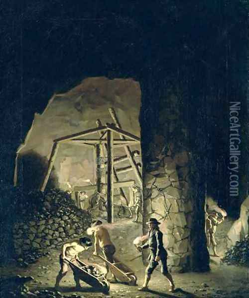 Gallery in Falun Copper Mine Oil Painting - Pehr Hillestrom