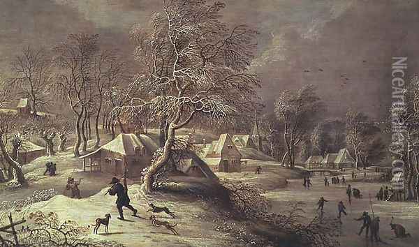 The Old Village under Snow Oil Painting - David The Elder Teniers