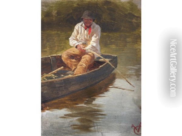 Punt On The Arun Oil Painting - George Vicat Cole