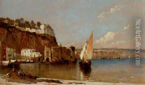 Sorrento, Bay of Naples Oil Painting - Arthur Joseph Meadows