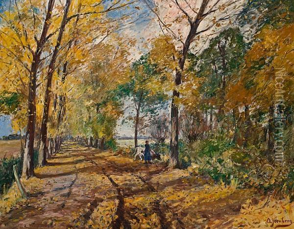 A Path Through The Woods Oil Painting - August Jernberg
