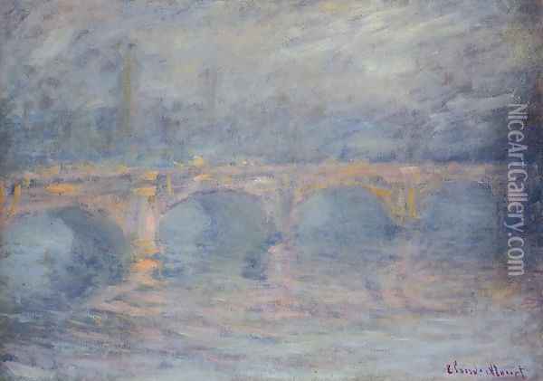 Waterloo Bridge At Sunset Pink Effect Oil Painting - Claude Oscar Monet