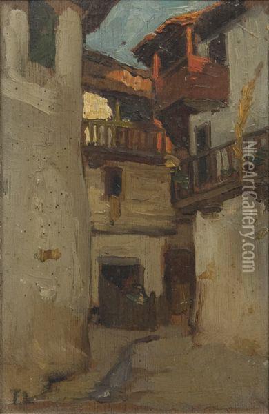 Ruelle. Oil Painting - Frederic Lauth