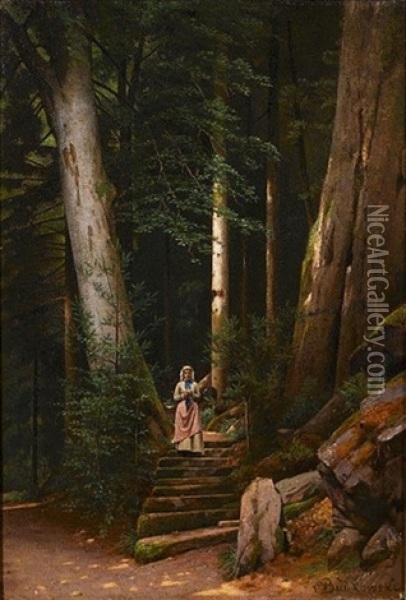 The Wooded Steps Oil Painting - Gustav Daniel (Yakovlevich) Budkovski