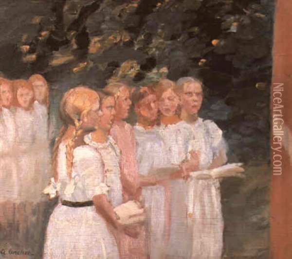 The Song Oil Painting - Anna Kirstine Ancher