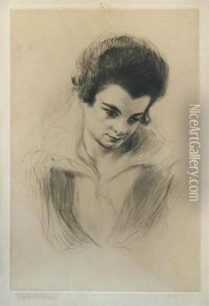 Portrait Of A Lady Oil Painting - Edgar Chahine