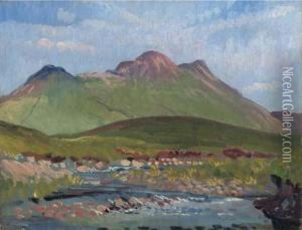 Mountain With Small Meandering Stream Oil Painting - James Dickson Innes