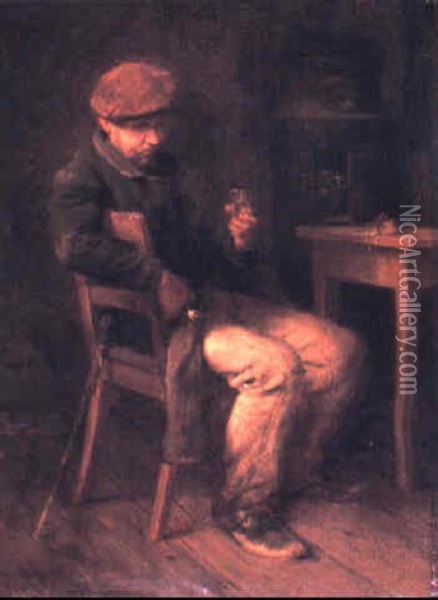 In The Tavern Oil Painting - Hugo Wilhelm Kauffmann