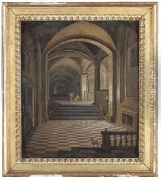 An Architectural Fantasy With Saint Peter Imprisoned Oil Painting - Pieter Ii Neefs