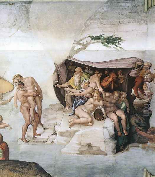 The Deluge (detail-3) 1508-09 Oil Painting - Michelangelo Buonarroti