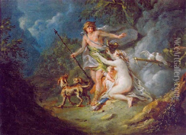 Aphrodite Erscheint Dem Jager Adonis Oil Painting - Martin Johann (Kremser Schmidt) Schmidt