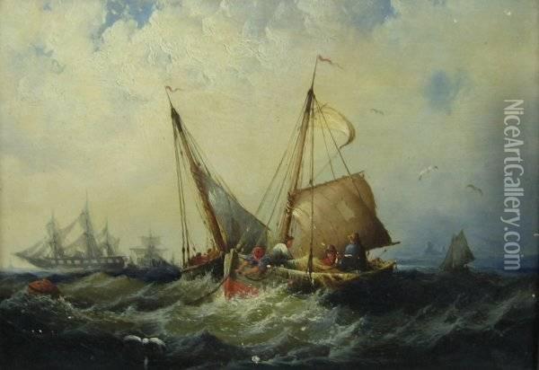 Ships On Stormy Seas Oil Painting - Edwin Hayes