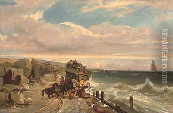 A coastal collision Oil Painting - French School
