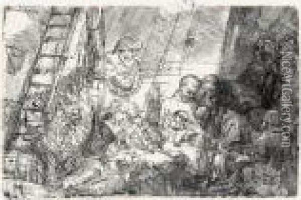 The Circumcision In The Stable (b., Holl.47; H.239; Bb.54-b) Oil Painting - Rembrandt Van Rijn