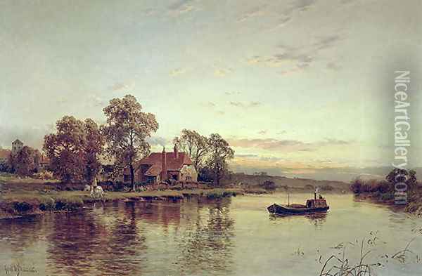 River Barge in Lewisham Oil Painting - Alfred de Breanski