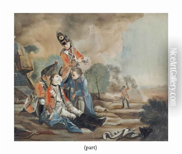 The Death Of General Wolfe (2 Works) Oil Painting - Edward Penny