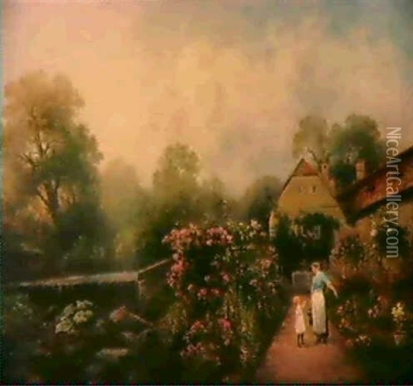 Im Rosengarten Oil Painting - Emil Barbarini