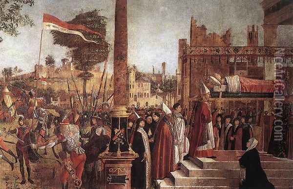 Martyrdom of the Pilgrims and the Funeral of St Ursula (detail 1) 1493 Oil Painting - Vittore Carpaccio