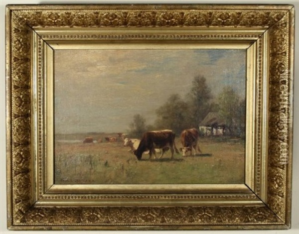 Cows In The Pasture Oil Painting - Thomas Bigelow Craig