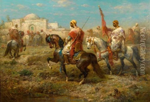 Beduinen Zu Pferd Oil Painting - Adolf Schreyer